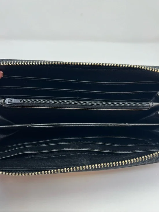 Michael Kors Fulton Continental Black Leather Zip Around Large Wallet Wristlet - Picture 5 of 7